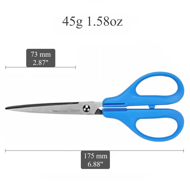 CANARY Japanese Office Scissors 6.8", Japanese Stainless Steel Blade, Desk Scissors for Paper Cutting, Blue - Image 2